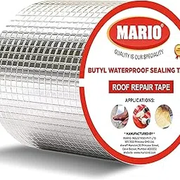 Mario Butyl Tape – Waterproof Leakage Repair Tape - 96mm width, 5mtr Length | Hot & Cold Temperature Resistant Aluminum Foil Tape | Strong Adhesion & Durable Seal (96mm x 5M, Silver, 1 Pack) image 1