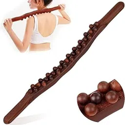 ACUWORLD Massage Roller stick Wood Gua Sha Tool Wooden Scraping Therapy Massage for Body Neck Shoulder Back Massager for, Muscle Belly Relief Tool (31 ball)-picture-17