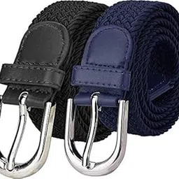 stylisty ind Stretchable Braided Cotton Belt for Women,Men, Ladies Belt,Black,and Blue, Color Combo of 2 pcs (Stretch Belt-RN 157)-picture-54