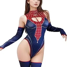 girlfriend Lingerie for Women Lovely Polyester girl Printed Bodysuit Deep V Neck Teddy Babydoll Backless Mesh Lingerie babydoll Nightwear Swimming Spider costume-picture-26