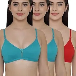 clovia Women's Poly Cotton Pack Of 3 Full Coverage Non Padded Wirefree Full Cup Bra-picture-46