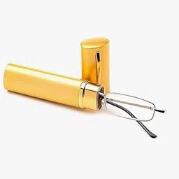 STAR Slim Pen Reading Glasses with Case | Compact Portable Metal Frame Spectacles for Men & Women | Pocket Size Readers with Protective Pen Case Gold colour+2.00-picture-27