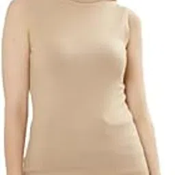 redamancii Solid Turtle Neck Sleeveless Regular Fit Casual Ribbed Top for Women-picture-17