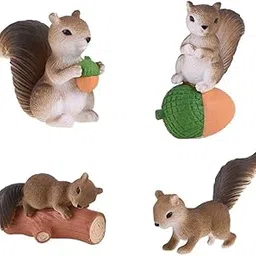 Zibuyu® 4 Pcs Cute Mini Squirrel Animal Miniature Figurines for Home-image-59
