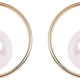 salve Sleek Half Hoop Pearl Earrings for Women Stylish | Aesthetic Jewellery for Girls Coquette Gold Earrings for Women | Beach Jewellery Korean Earrings for Girls | Golden Hoops, Gift for Girlfriend-picture-49