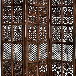 Flipshoppee Wooden Divider partitions for Rooms and Folding Privacy Screens, This 6-ft Long, 2-Panel Divider Room, Office or Living Area. Each Panel: 72x20 inch(Dark Brown) (3 Panel)-picture-49