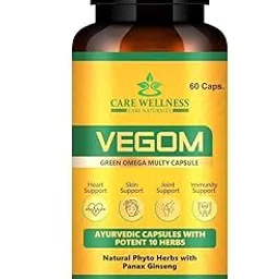 Care Wellness Vegom Green Omega Multi Capsule with 10 Ayurvedic Herbs, Heart and Immunity Support, Natural Phyto Herbs with Panax Ginseng, 60 Capsules-picture-25