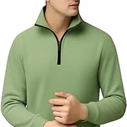 Kushi Flyer Men Solid Regular Fit Half Zip High Neck Casual Winter Wear Sweatshirt-picture-23