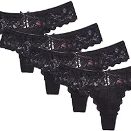 chill pookie Women’s Floral Lace Thong | Soft Stretchy | Sheer Net S/M/L Pack of - 4 Women and Girls Panty Multicolor-picture-12