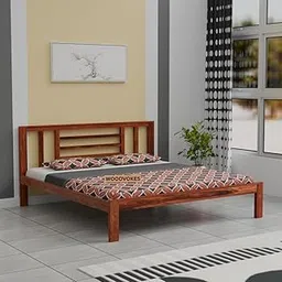 Solid Sheesham Wood Bed Without Storage | Wooden Double Bed for Bedroom Living Room Furniture (Honey,King)-picture-39