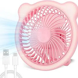 QANYI Bench fan lamp,USB charging,3 speed strong airflow, 7-inch portable 180° rotation quiet cooling, small personal desk fan suitable for bedroom home office travel green (pink)-picture-23