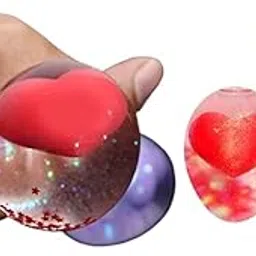 KAVIN Set of 2 Pieces Mind Relaxing Stress Ball with Heart Hand Exercising Squishy Glitter Toy Indoor Outdoor Fun Play Set for Kids and Adults Random Colours-picture-37