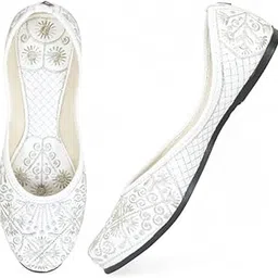 dfr Women's Ethnic Punjabi Juttis | Traditional Slip-On Flats with Embroidery | Cushioned Footbed for Comfort | Comfortable & Stylish Punjabi Juttis for Girls & Women image 1