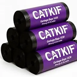 Catkif Garbage Bags | Medium | 180 Count | 30 Bags X 6 Rolls | 19 X 21 Inches | For Dry & Wet Waste | Black-picture-32