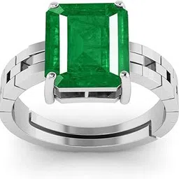 rrvgem Emerald Ring 7.25 Ratti / 7.00 Carat Natural Emerald Ring Silver Plated Adjustable Ring Astrological Gemstone for Men and Women {Lab - Tested}WITH CERTIFICATE-picture-16