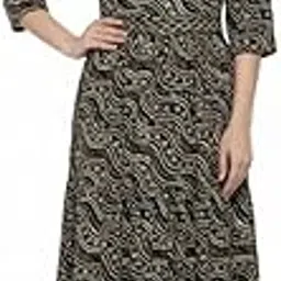 craftique Women's Laheriya Pattern Maxi Gown with Wave Print & 3/4 Sleeves | Elegant Floor Length Ethnic Dress for Festive, Party & Casual Wear Full Length Frock-picture-31