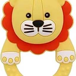 TENIYU Teddy Shape Baby Rattle Teether Toy – Multi-Textured Soft Silicone Chewing Toy for Teething Relief, Safe for Molar Teeth & Gums (Lion - Yellow)-image-18