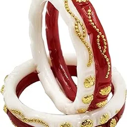 tanvi j Gold Plated Red White Plastic Daily Use Bangle For Women-picture-42
