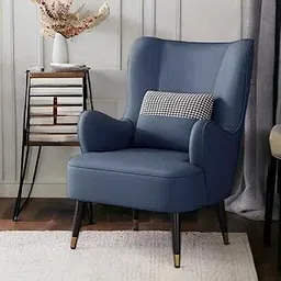The Sofa Studio - Chasterfield Velvet Accent Chair Wing Back Upholstered Armchair with Throw Pillow and Matel Legs for Living Room, Bedroom, Hallway (Royal Blue)-image-85