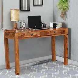 RAAZWOOD Sheesham Wood Writing Study Table Two Drawer for Study Room Hall Home Wooden Computer Laptop Table Library and Office Style - Study Desk | Natural Honey Finish (Brown)-image-56