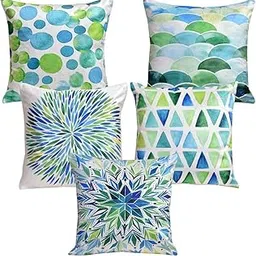 AEROHAVEN™ Set of 5 Decorative Hand Made Velvet Throw/Pillow Cushion Covers - CC-44 - (Sea Green, 16 Inch x 16 Inch)-picture-18
