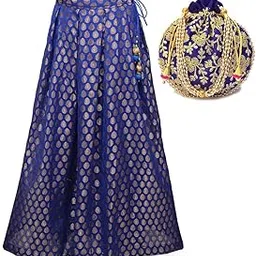 rajasthani look Benarsi Brocade Bridal Skirt/Lehenga/Bottom with Bridal Potli Bag.-picture-29