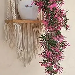 NN Globe Artificial plastic Hanging Pink/Green Plant with White Apple Pot/Hanging Bunch for Decoration with Hanging Hook Artificial Bonsai/Leaf for Home Decor Artificial Flower for Decoration-image-41