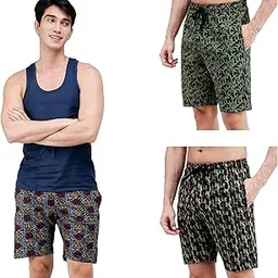 amul comfy Men's Pack of 3 Printed Cotton Bermuda Shorts – Multicolour (Colours May Vary)-picture-14
