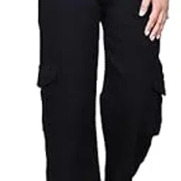 Women's & Girls' Solid High Waist with Pockets Cargo Pants Stylish and Trendy Look for Office Home Girls & Women-image-99