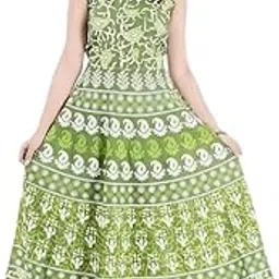 Womens' Cotton Fit & Flare Printed Sleeveless Maxi Dress-picture-45