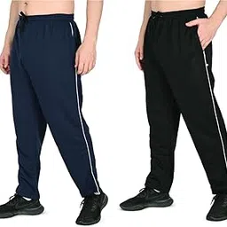 jashaf clothes Men's Terry Cotton Blend Track Pants, Pack of 2, Mid Rise Regular Fit Joggers with Side Piping, Multiple Pockets, Workout Sports Wear, Size(S to 6XL)-picture-17