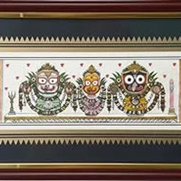 Basudha Lord Jagannath, Balabhadra and Subhadra Traditional Art Print, Framed Wall Decor, 27 x 16 cm-picture-22