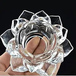 Big cart Crystal Glass Lotus Flower Tea Light Candle Holder, Glass tealight Candle Holder Pack of 1-image-39