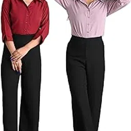 GM SARA Women's Polyester Stylish Regular Fit Solid Formal Casual Shirts for Women Office Wear Pack of 2-picture-48
