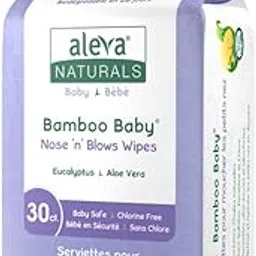Aleva Naturals Bamboo Baby Nose 'n' Blows Wipes for Cleaning Stuffy Noses with Saline, Natural and Organic Formula, Extra Strong and Ultra-Soft, Biodegradable (1 Pack, 30 Sheets)-image-84
