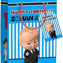 Pack of 10 Boss Baby Theme Birthday Return Gift Paper Bags|Made in India|Boss Baby Theme Carry Bag (9x6x2.8 inches)-image-11