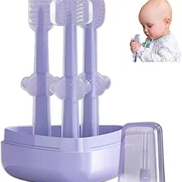 Clickify 3 Pecs Set Silicone Toddler Toothbrushes for 0 to 18 Months Baby Baby Tongue Cleaner U-Shaped Tooth Scrubber +First Toothbrush Teething Baby Toothbrush (Pack of 1)-picture-23