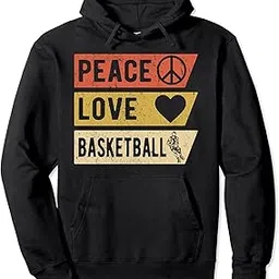 Vintage Peace Love Basketball Sports Lover Gift Unisex Hooded Sweatshirt Printed Non-Zipped with Convenient Kangaroo Pockets Hoodie for Men/Women (AH2320)-image-39