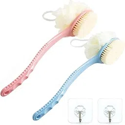 Men Women Long Handle Bath Brush 2 in 1 Shower Sponge with Handle Back Shower Scrubber Exfoliating Brush 2 Set/Pack-picture-45