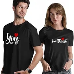 indissh Couple Love Printed 100% Cotton Tshirt for Men and Women - CP-My-Sweetheart-picture-17