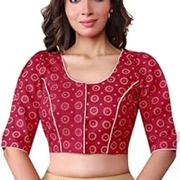 rene RED Printed Cotton Blend Blouse(M-005713)-picture-47