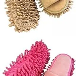 2Pcs Mop Slippers Soft Household Cleaning Shoes for Floor Beige Pink|Home & Garden|Household Supplies & Cleaning|Carpet & Floor Sweepers-picture-15