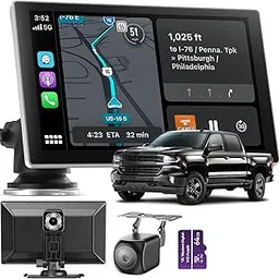 Portable CarPlay Screen for Car, 9'' Wireless Apple CarPlay & Android Auto Screen for Car, 4K Dash Cam, 1080P Backup Camera, GPS Navigation/Bluetooth/FM/Siri Voice Control for All Vehicles-picture-10