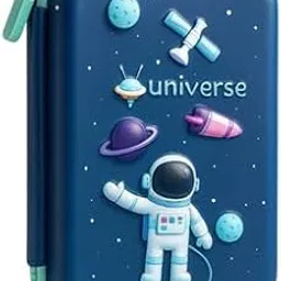 Famyo Blue Astronaut & Space Pencil Box for Kids | Hard Shell School Stationery Organizer | Aesthetic Pencil Case for Boys & Girls | Cute Stationery Item for School & Travel-picture-31