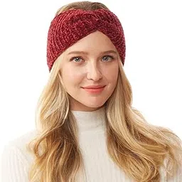 wklouyhe Soft Knot Woollen Knitted Warm Head Band Head Wrap Hairband Ear Warmer Hair Accessories for Winters_Free Size,Pack of 01-picture-19