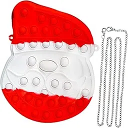 ATORSE Santa Bubble Shoulder Bag Christmas Decoration Handbag Crossbody Bubble Fidget Toy Red White-picture-48