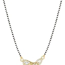 amaal American Diamond Mangalsutra for women stylish 1gm gold mangal sutra short AD CZ Pendant Necklace design jewellery for women nallapusalu chains one gram 18 inch black beads chain golden -131-picture-20