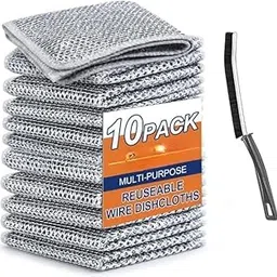 Non-Scratch Wire Dishcloth & Gaps Cleaning Brush, Reusable, Multifunctional Non-Scratch Wire Dishcloth, Double-Layer Reusable Strong Cleaning Cloth (10)-picture-32