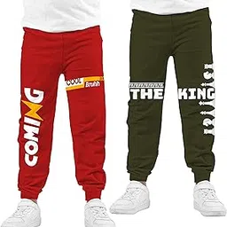 KYDA KIDS® Boys 100% Cotton Printed Track Pants - Multicolor (Pack of 2)-image-36
