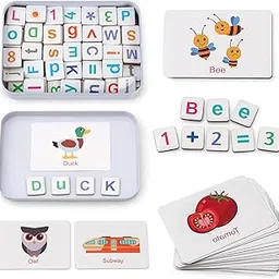 Wooden Magnetic Letters and Numbers Toys, Fridge Magnets ABC Alphabet Word Flash Cards Spelling Counting Game Learning Uppercase Lowercase Math for 3 4 5 Year Old Preschool Toddler Kid Boy Girl image 1